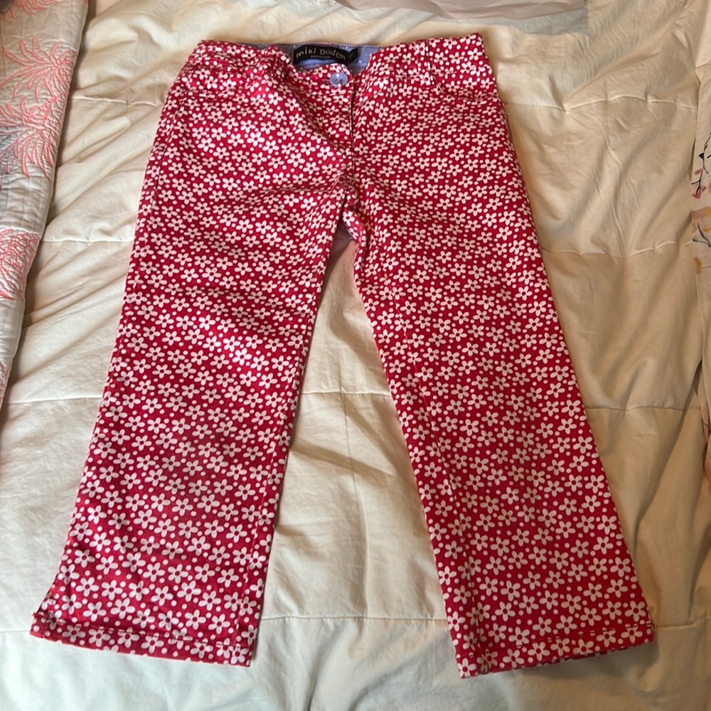 Mini Boden Red Floral Kids Bottoms